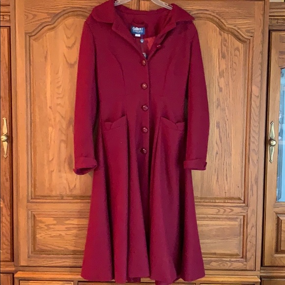 NWT Collectif Village Long Deep Red Peacoat - Picture 3 of 8